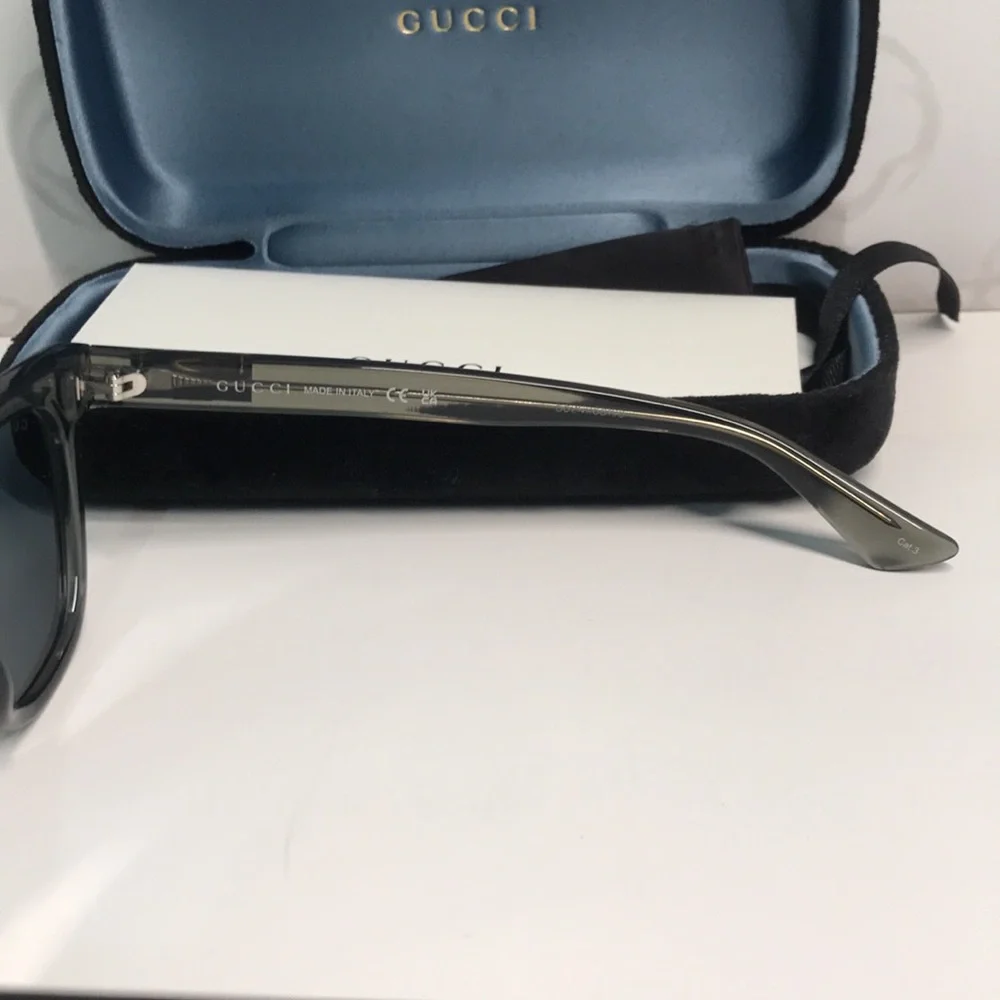✨ Brand New Gucci GG1116S 003 Sunglasses – Grey Frame with Blue Lenses ✨